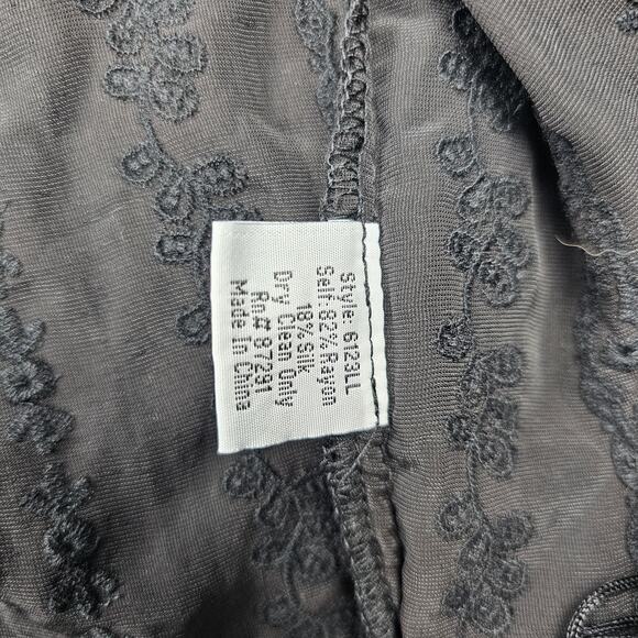 Johnny Was Kimono Womens Large Black Velvet Burnout Fringe Boho Silk Fringe - Picture 7 of 9